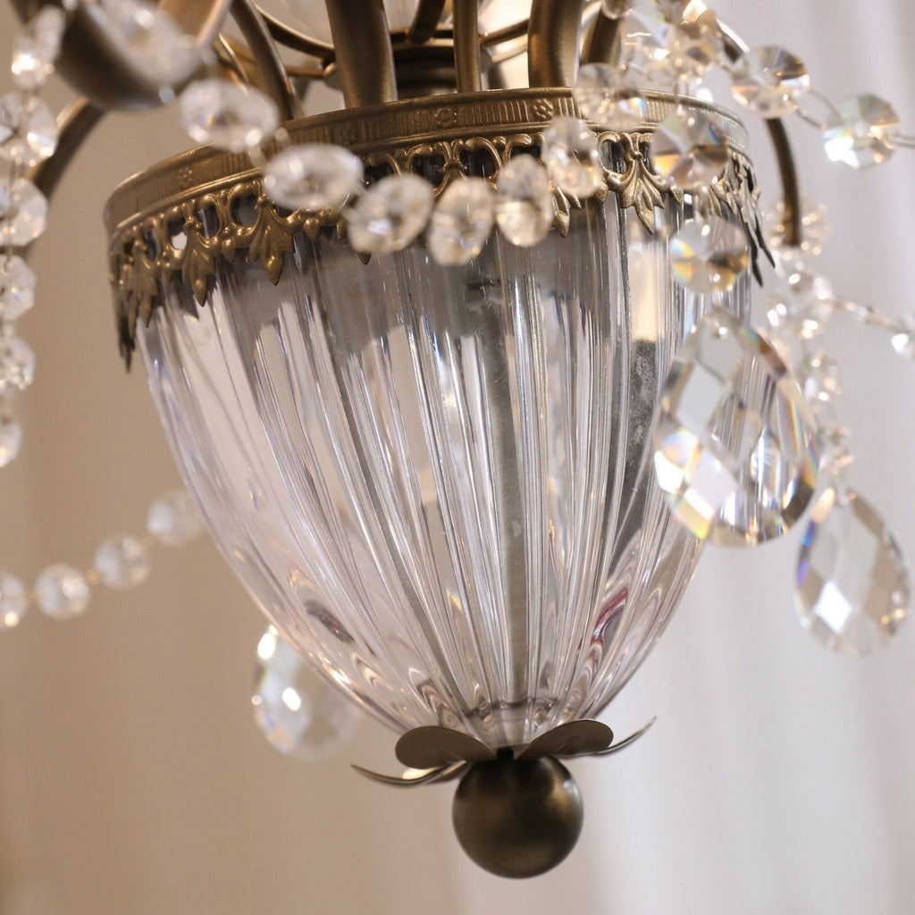 Glam Crystal Chandelier with Candelabra Bulbs Coffee Gold Iron Frame Adjustable Chain Dining Room Foyer Statement Lighting | Lonoma