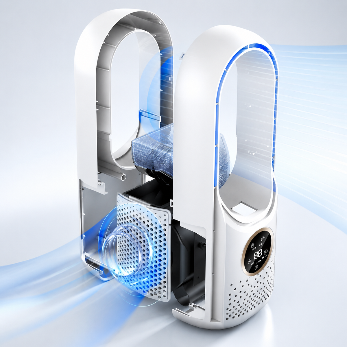 Portable Bladeless Air Cooler Evaporative Cordless Touch Control Desktop Fan for Home Office Bedroom | Lonoma