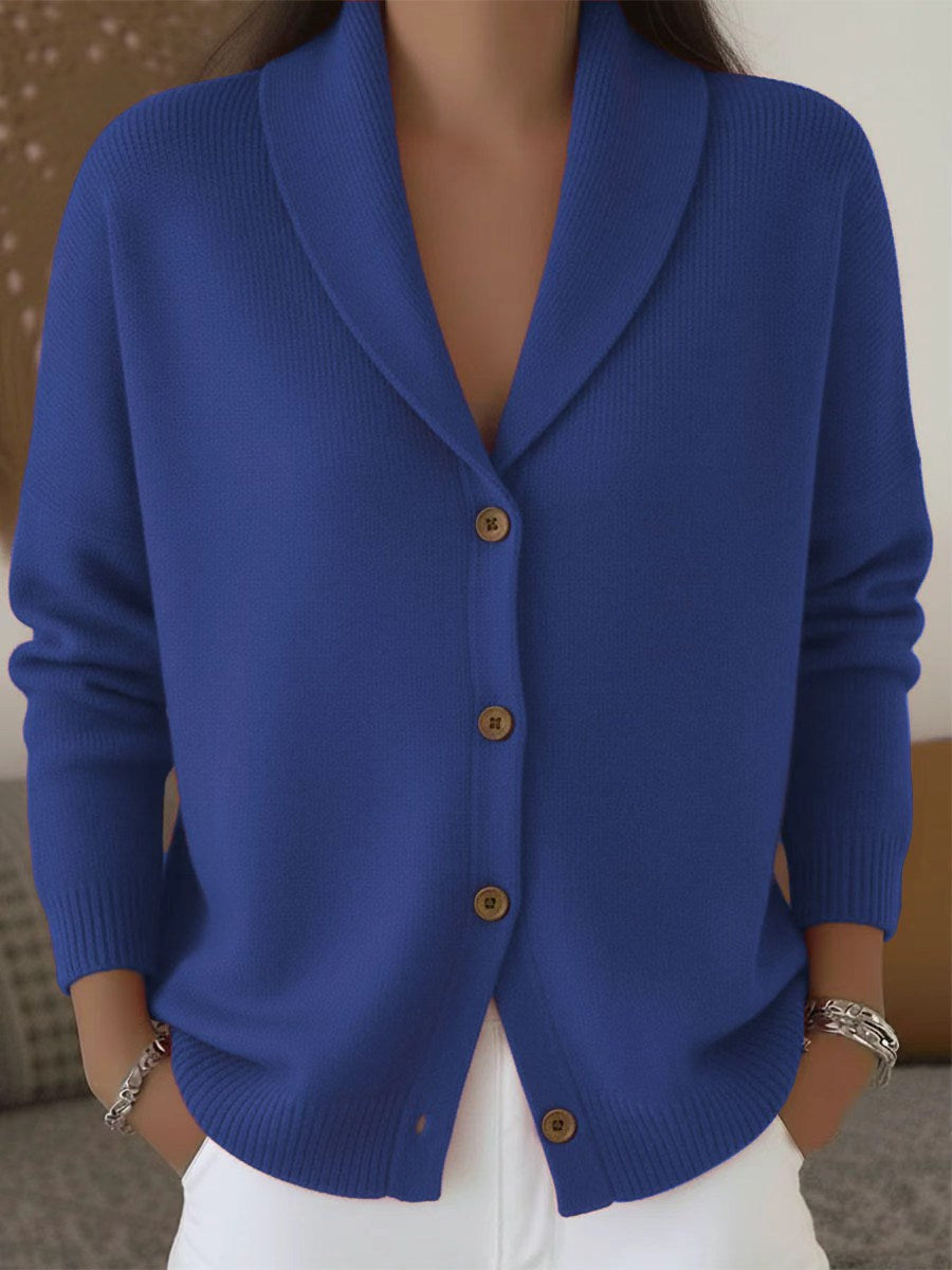 Women's Everyday Knit Cardigan Sweater with Collar and Full Button Front for Layering | Lonoma