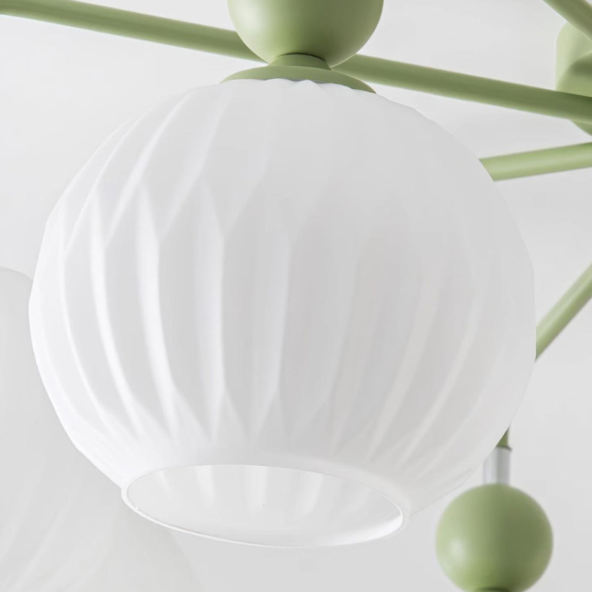 Sculptural Semi-Flush Ceiling Light with Rippled Glass Globes for Dining Room | Modern Multi-Arm Chandelier Fixture | Lonoma