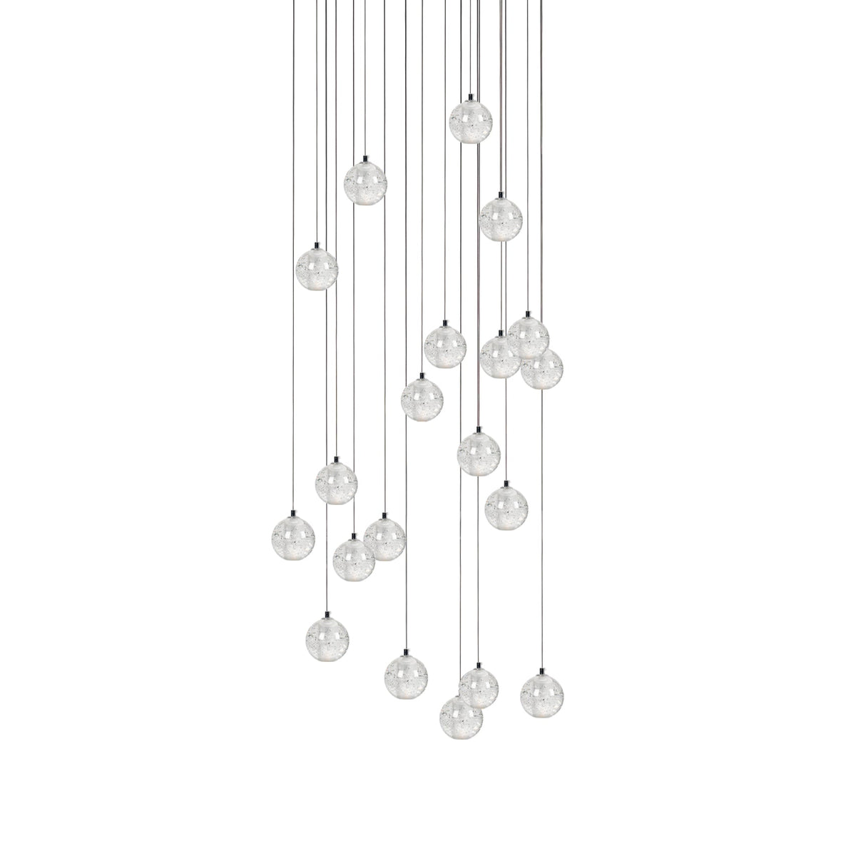 Sparkling Glass Globe Multi-Light Chandelier with Adjustable Hanging Drop & Chrome Frame for Dining Room, Entryway, Stairwell | Lonoma