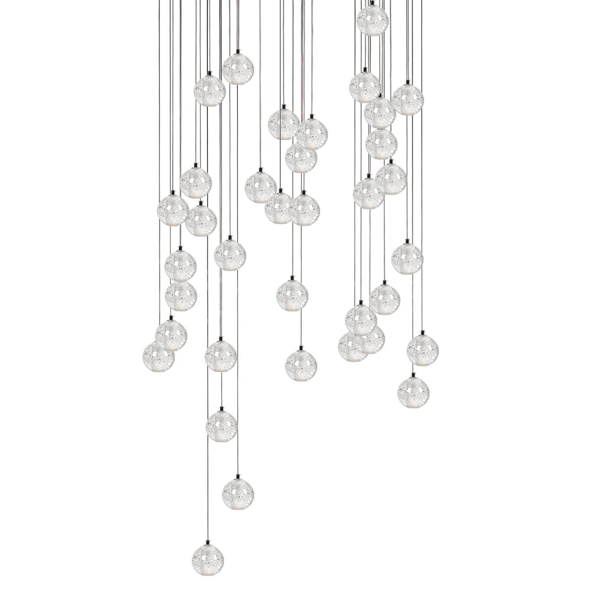 Sparkling Glass Globe Multi-Light Chandelier with Adjustable Hanging Drop & Chrome Frame for Dining Room, Entryway, Stairwell | Lonoma