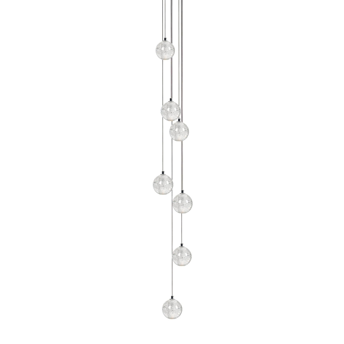 Sparkling Glass Globe Multi-Light Chandelier with Adjustable Hanging Drop & Chrome Frame for Dining Room, Entryway, Stairwell | Lonoma