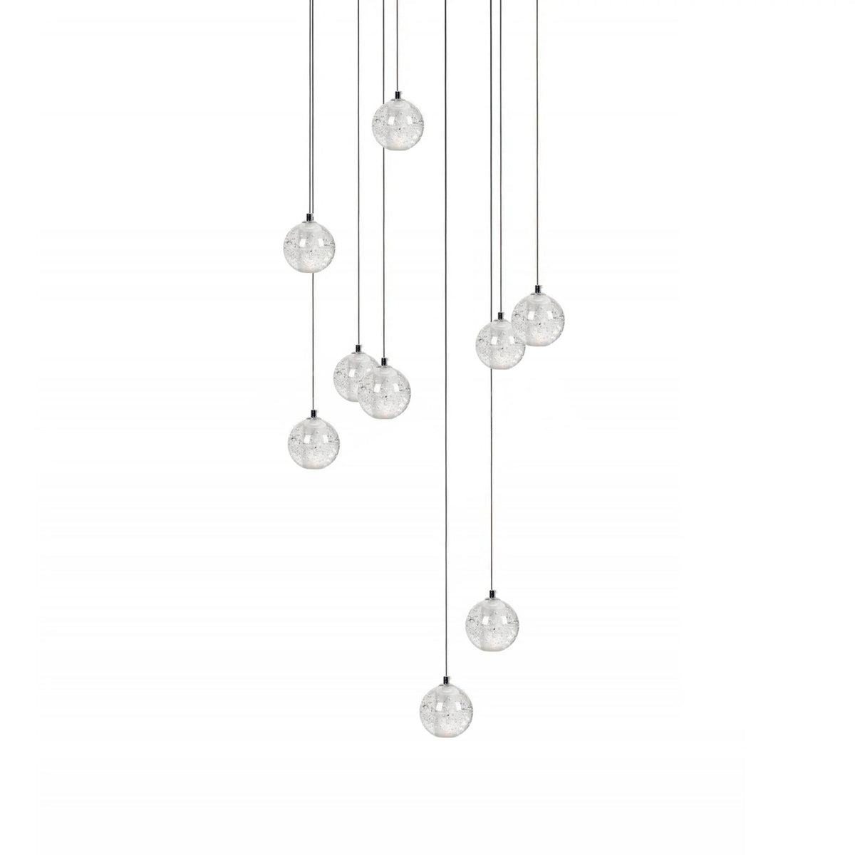 Sparkling Glass Globe Multi-Light Chandelier with Adjustable Hanging Drop & Chrome Frame for Dining Room, Entryway, Stairwell | Lonoma