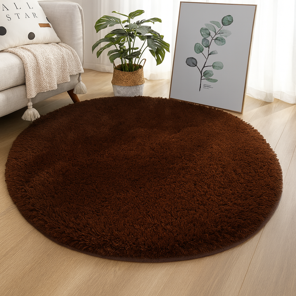Circular Silk & Wool Area Rug Handwoven Neutral Tones for Living Room Bedroom Modern Home Decor Soft Luxe Floor Covering | Lonoma