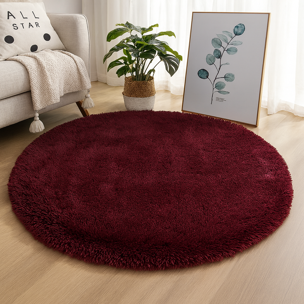 Circular Silk & Wool Area Rug Handwoven Neutral Tones for Living Room Bedroom Modern Home Decor Soft Luxe Floor Covering | Lonoma