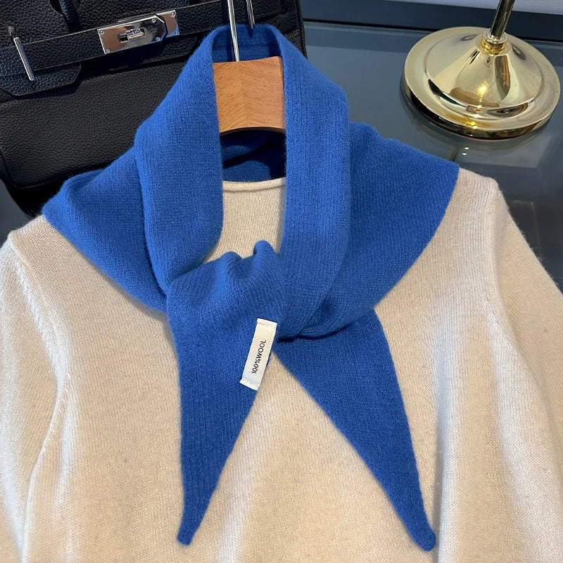 Triangle Wool Scarf for Women – 100% Pure Wool Winter Wrap Shawl with Solid Color Design for Cold Weather | Lonoma