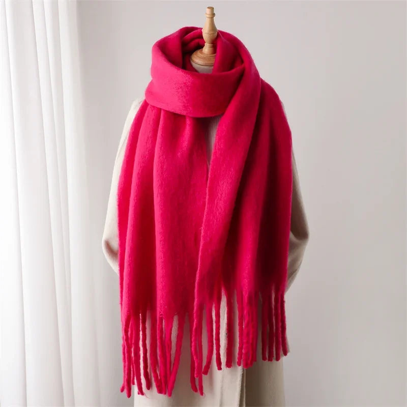 Oversized Blanket Wrap Shawl for Women – Soft Viscose-Polyester Blend with Decorative Fringed Ends – Cold Weather Layering Accessory | Lonoma