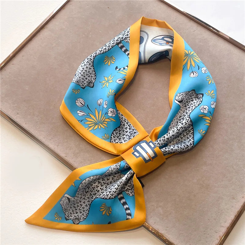Satin Skinny Neck Scarf with Equestrian Print for Women – Versatile Hair Ribbon, Wrist Wrap, Bandana & Handbag Tie – 30 × 5 in Silky | Lonoma