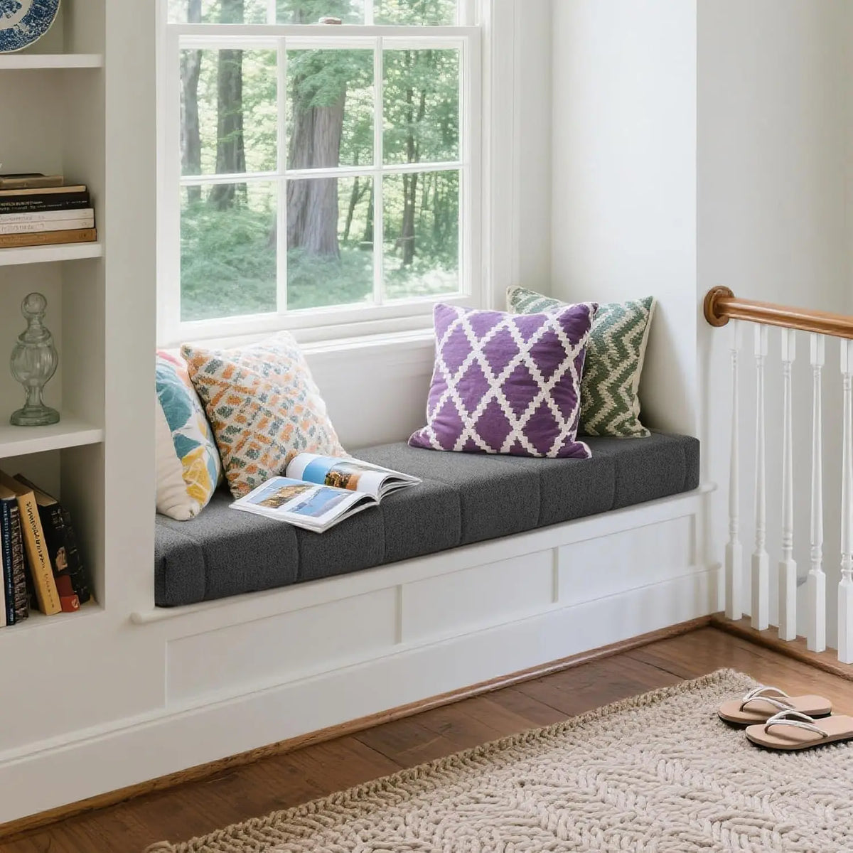 Plush Velvet Bench Cushion Pad with Non-Slip Base for Bay Window Seat, Patio Seating, Indoor & Outdoor Use | Lonoma