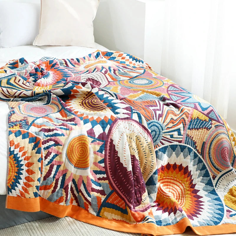 100% Cotton Gauze Throw Blanket Lightweight Breathable All-Season Cover for Couch Bed Sofa Travel 59x79 or 79x90 Inch | Lonoma