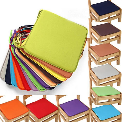 Square Chair Pad with Ties 16x16 Inch Cotton Blend Seat Cushion for Dining Kitchen Office Indoor Outdoor | Lonoma