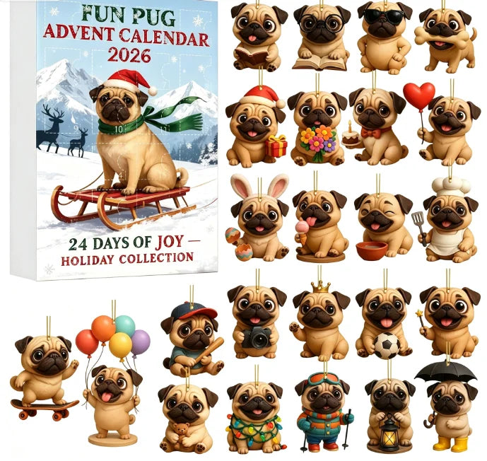 Holiday Countdown Calendar with 24 Dog Breed Ornaments – Reusable Acrylic Decorations for Christmas Tree, Mantel & Wreath | Gift for Pet | Lonoma