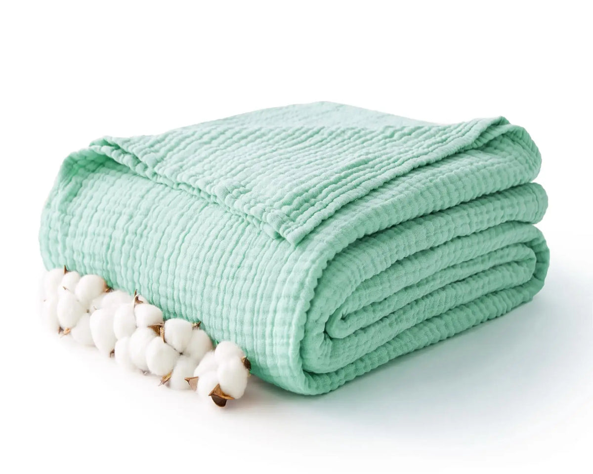 Cotton Muslin Throw Blanket 6-Layer Breathable Lightweight All-Season Comfort for Bed Couch Sofa Living Room Bedroom | Lonoma