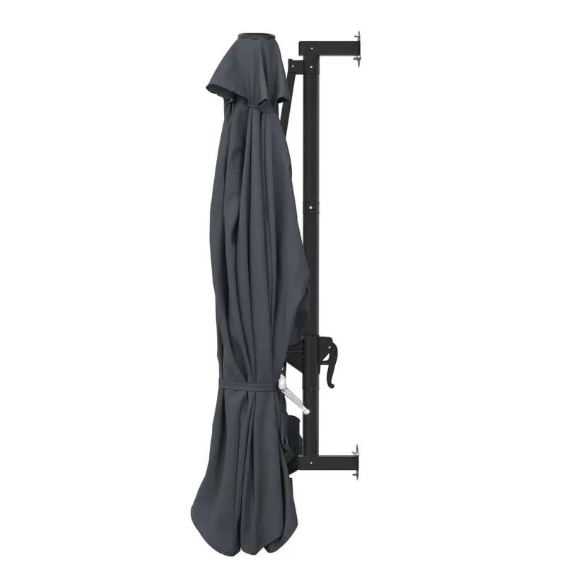 Wall-Mount Patio Umbrella 10 ft Charcoal Gray Half Canopy Metal Pole Crank Lift for Deck Balcony Outdoor Shade Space-Saving | Lonoma