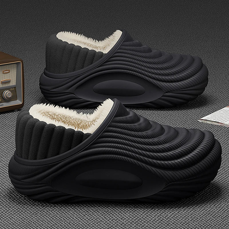 Winter pantoffels - Warme pluche waterdichte EVA indoor pantoffels voor dames Winter Zachte dikke bodem Antislip huispantoffels Harige glijbanen voor koppels