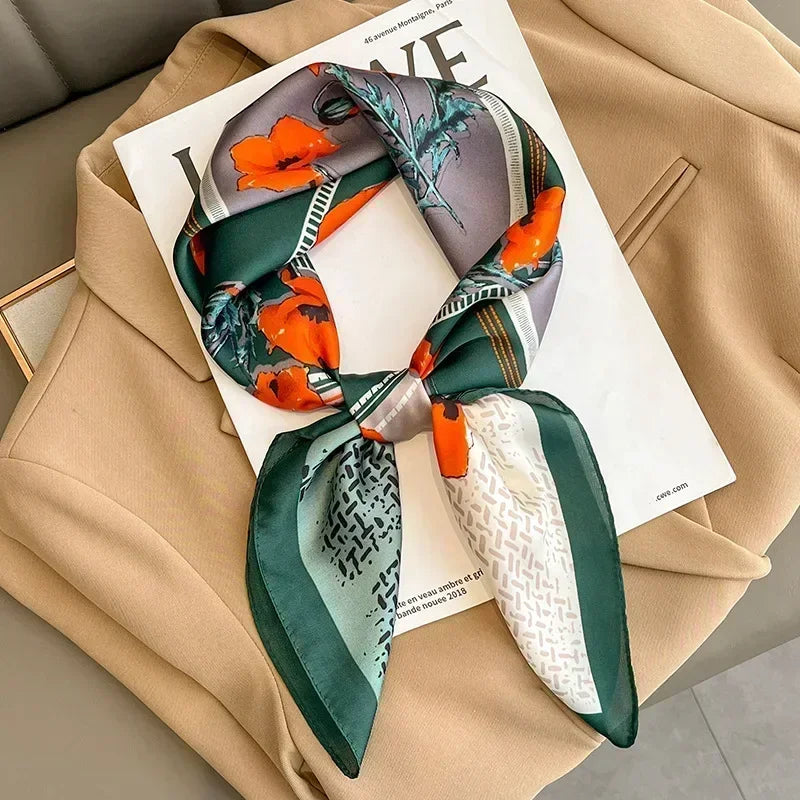 Square Silk Scarf for Women with Printed Design for Hair Neck or Handbag Accent Accessory | Lonoma