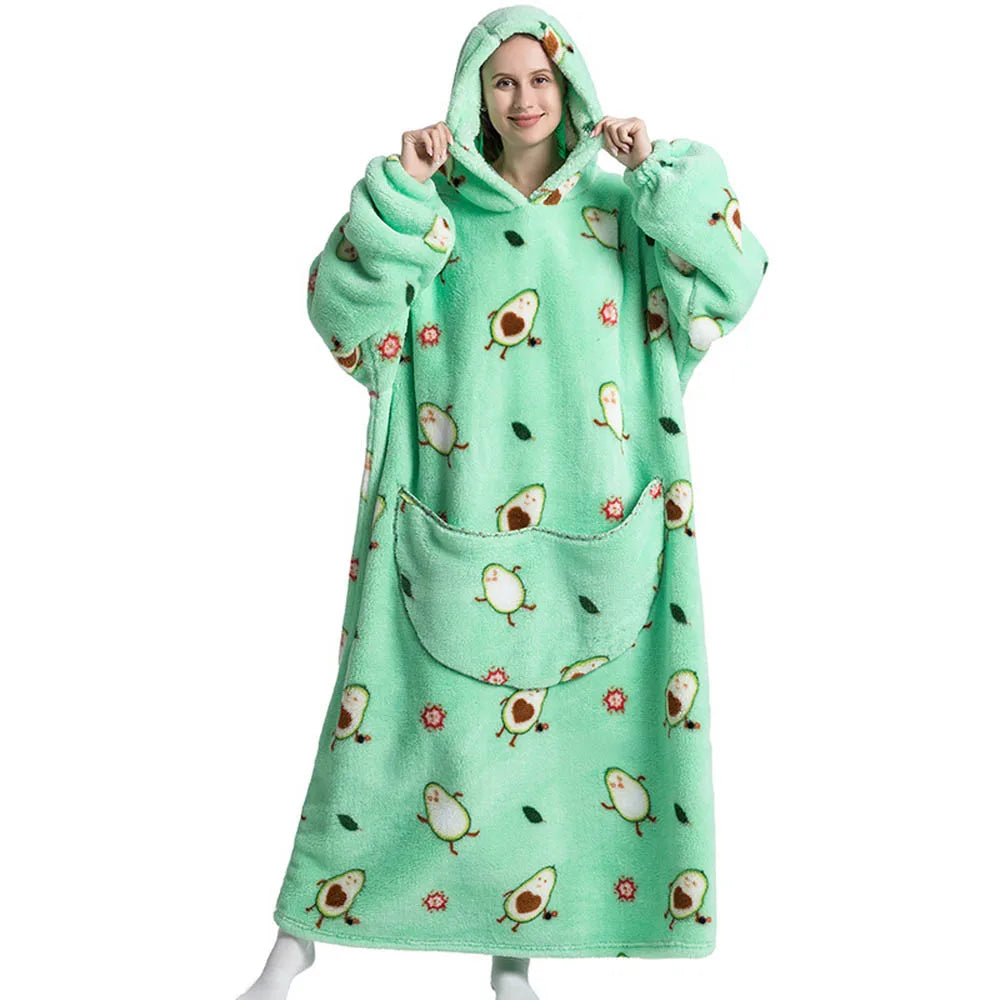 Oversized Wearable Blanket Hoodie with Sleeves Sherpa Fleece Throw for Adults Cozy Soft Plush Winter Loungewear Women Men | Lonoma