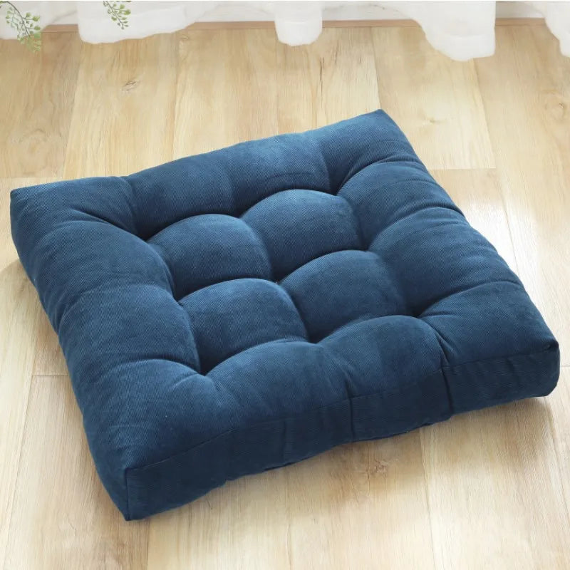 Tufted Square Floor Cushion 18 × 18 in or 21 × 21 in for Meditation, Yoga, Reading & Seating Corduroy Polyester Filled Thick Padded Mat | Lonoma