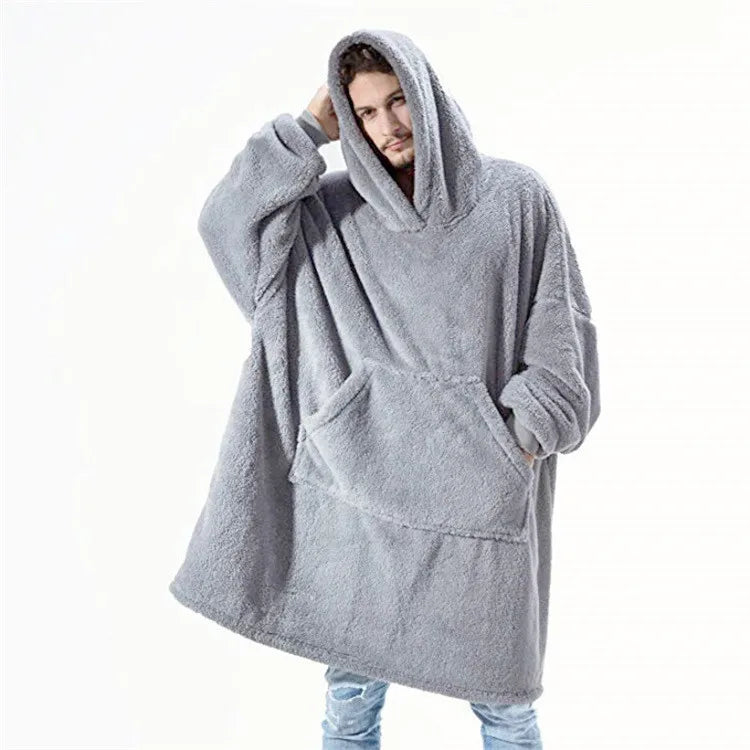 Oversized Wearable Blanket Hoodie with Hood Plush Double-Sided Fleece Throw for Adults Lounge Cozy Winter Warmth | Lonoma