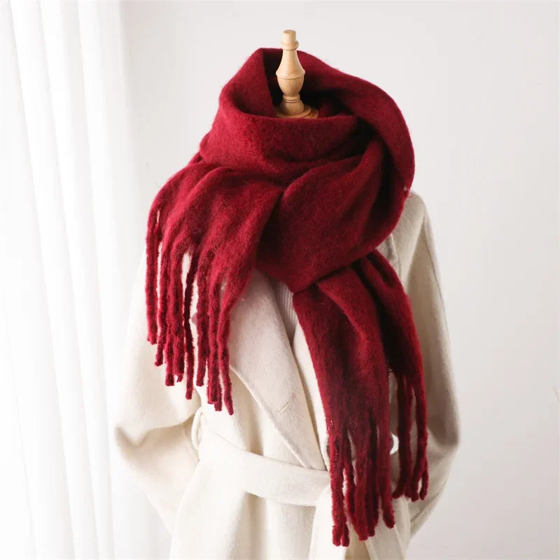 Oversized Blanket Wrap Shawl for Women – Soft Viscose-Polyester Blend with Decorative Fringed Ends – Cold Weather Layering Accessory | Lonoma