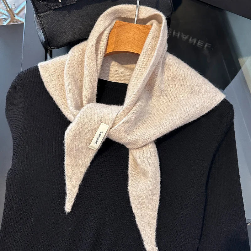 Soft Wool Triangle Scarf Women's Winter Wrap Shawl Solid Color Thick Knit Neck Warmer Cold Weather Pashmina for Daily Wear | Lonoma