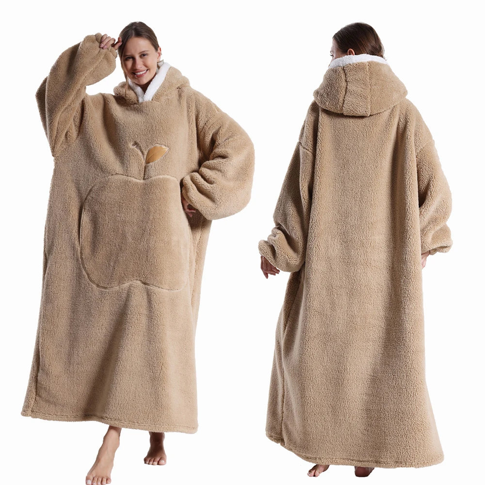 Oversized Hooded Blanket Sweatshirt with Sleeves for Adults - Wearable Sherpa-Lined Fleece Throw Hoodie - Cozy TV Lounge Robe for Men and | Lonoma