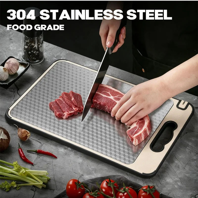 Double-Sided Metal Prep Board with Diamond Texture – Non-Slip Food-Safe Surface for Meat, Veggies & Baking | Lonoma