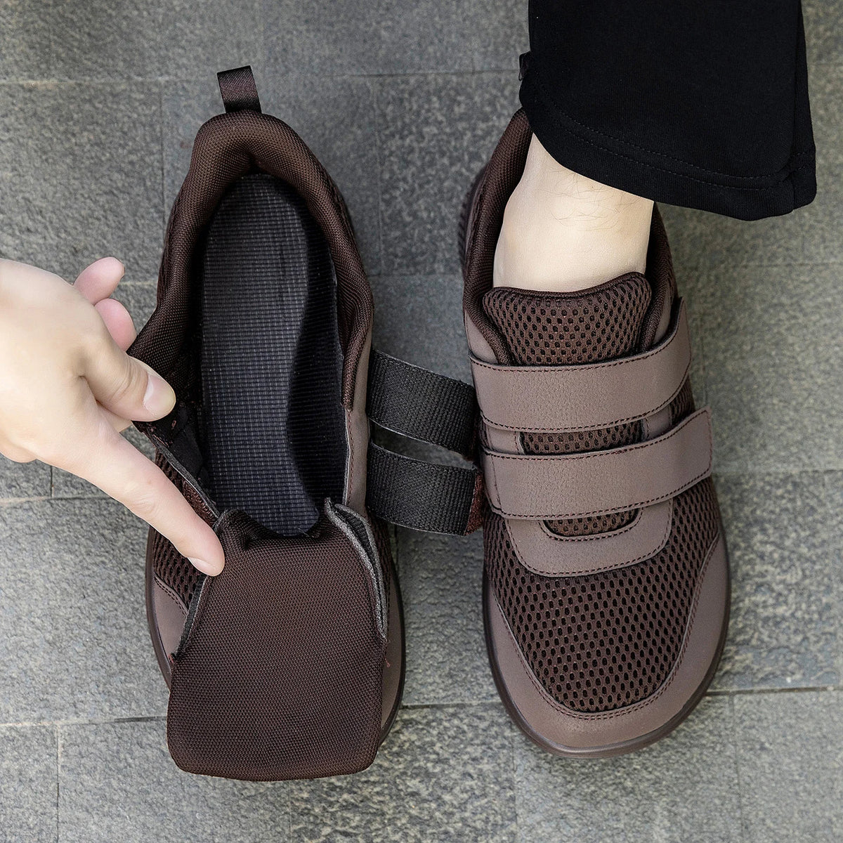 Adjustable Orthopedic Sneakers with Extra Wide Toe Box for Swollen Feet, Hook-and-Loop Closure Walking Shoes | Lonoma
