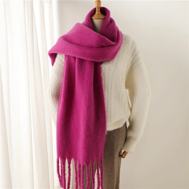 Oversized Blanket Wrap Shawl for Women – Soft Viscose-Polyester Blend with Decorative Fringed Ends – Cold Weather Layering Accessory | Lonoma