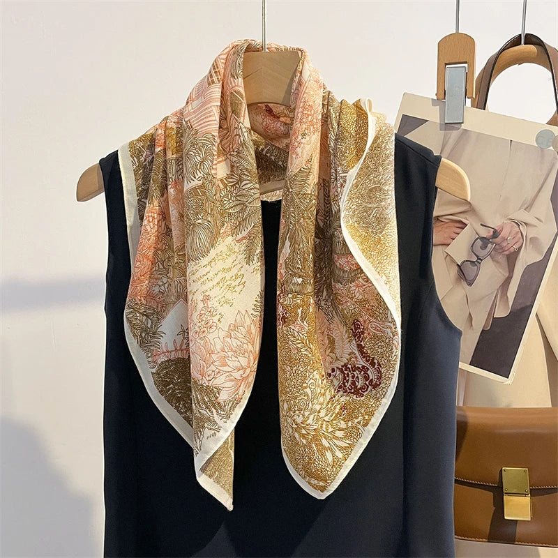 Cotton Square Scarf for Women Lightweight Printed Neckerchief Hair Wrap 27 Inches Bandana Versatile Headscarf Fashion Accessory | Lonoma