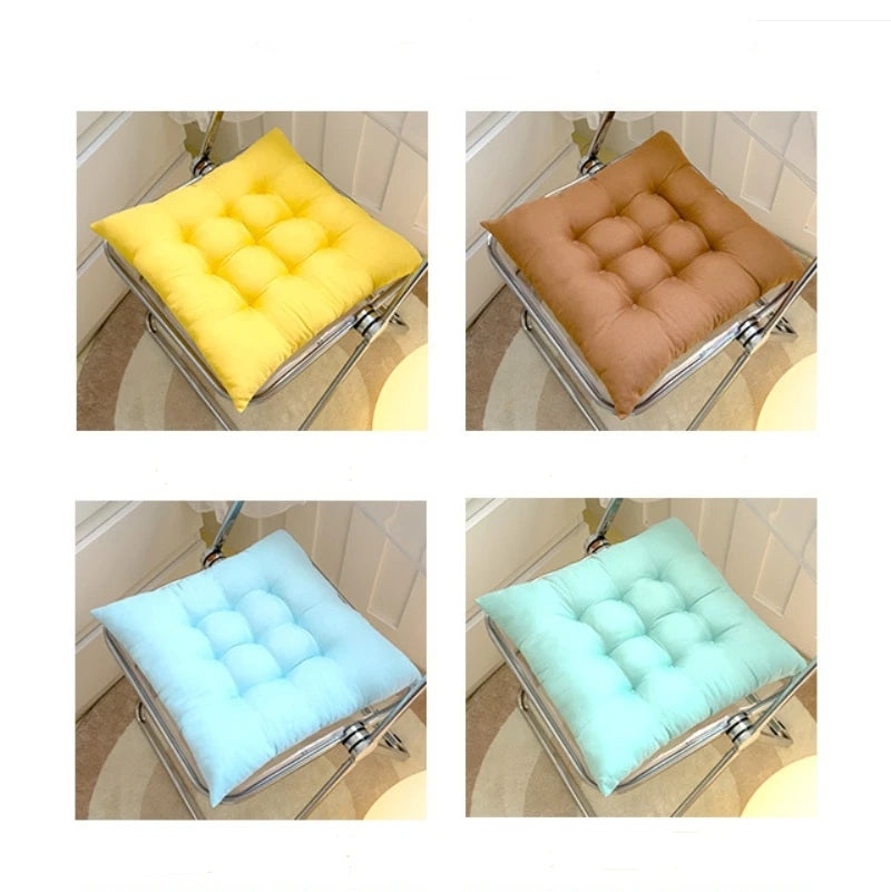 Tufted Cotton Seat Cushion 16x16 Brown for Office Desk Chair Dining Home Use Square Padded Comfort | Lonoma