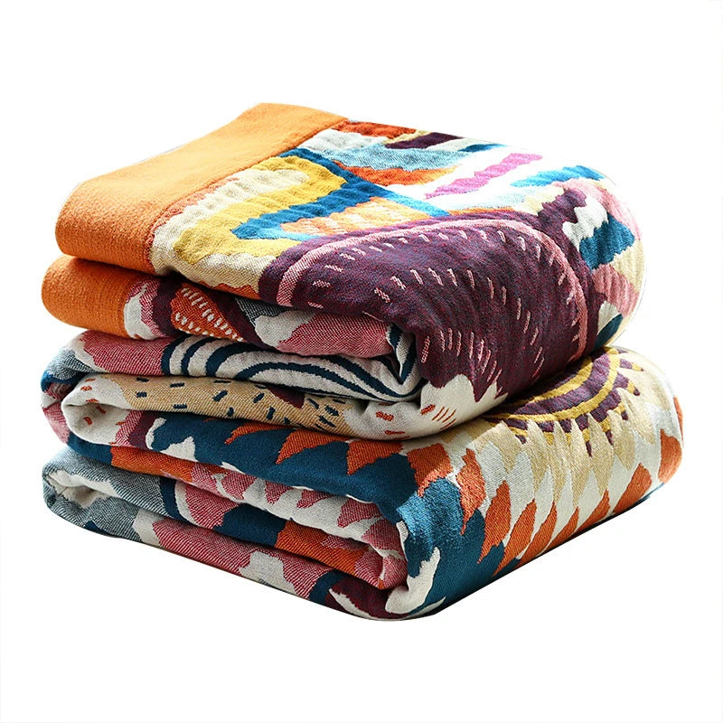 100% Cotton Gauze Throw Blanket Lightweight Breathable All-Season Cover for Couch Bed Sofa Travel 59x79 or 79x90 Inch | Lonoma