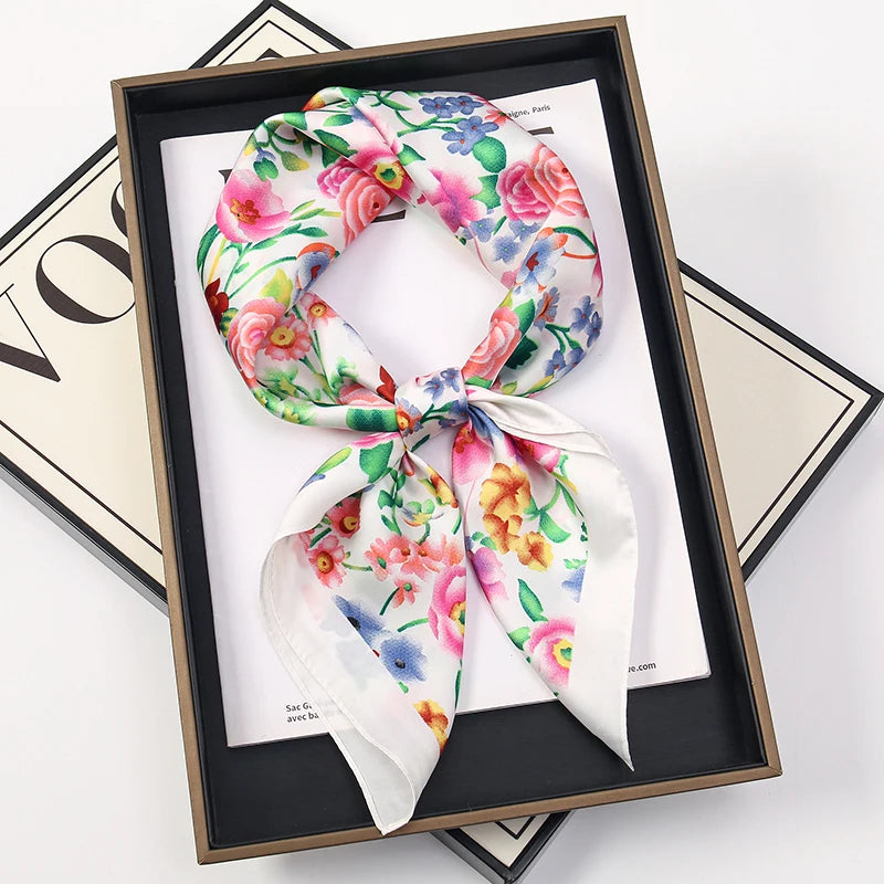 Square Satin Scarf for Women Hair Wrap Neck Scarf Headband Versatile Fashion Accessory Lightweight Printed Bandana | Lonoma