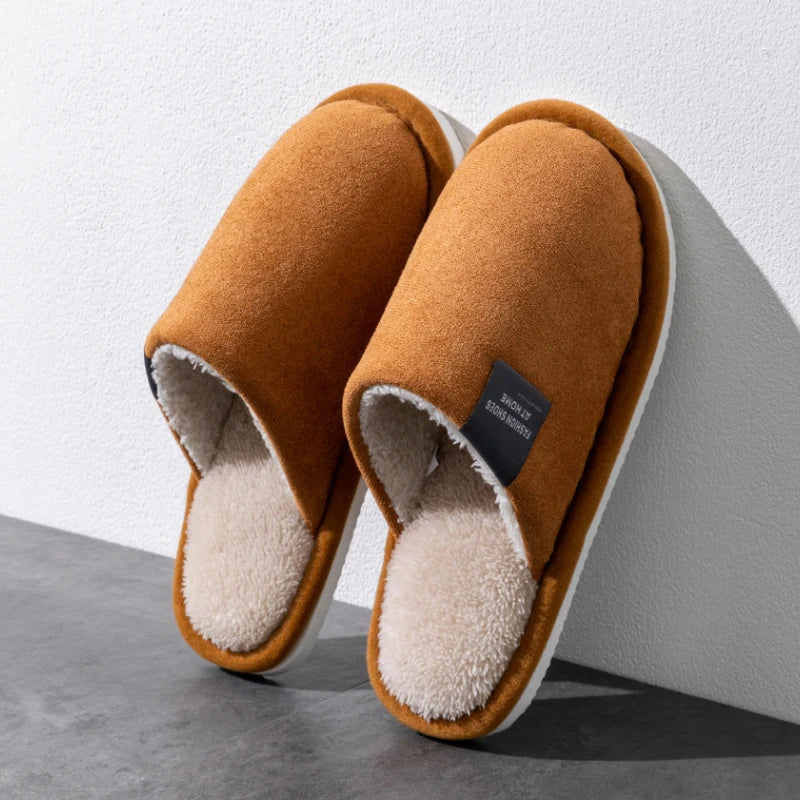 Men's Suede House Slippers Indoor Winter Shoes Quiet Non-Slip Cushioned Warm Slip-On Moccasins for Fall Cold Weather Guest Bedroom | Lonoma
