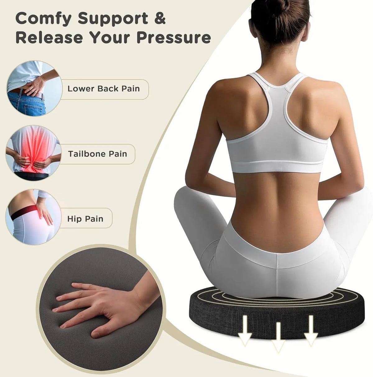 Round Chair Cushion with Removable Washable Cover, Cotton-Linen Seat Pad for Bar Stools Kitchen Dining Chairs Office Seating Restaurant Cafe | Lonoma