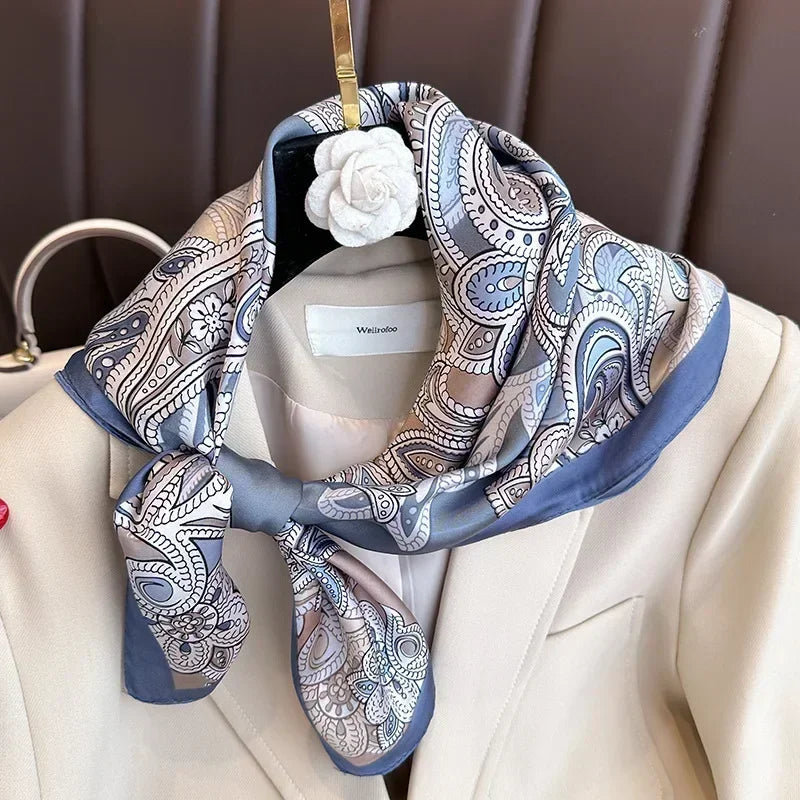 Square Silk Scarf for Women with Printed Design for Hair Neck or Handbag Accent Accessory | Lonoma