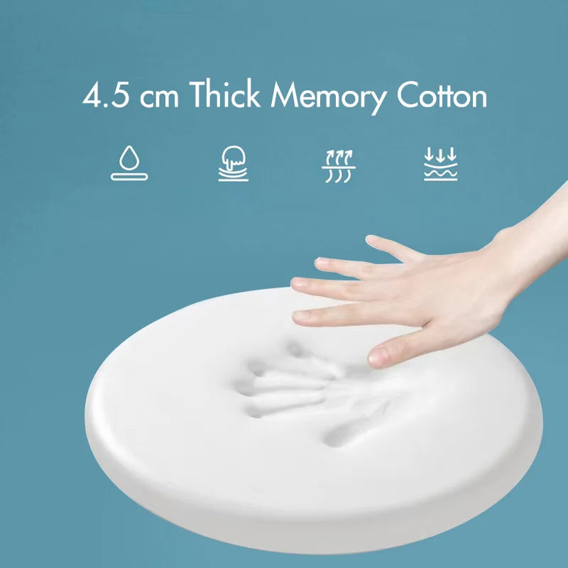 Memory Foam Seat Cushion Round Non-Slip Faux Leather Dining Chair Pad Bar Stool Topper for Kitchen Office Home | Lonoma