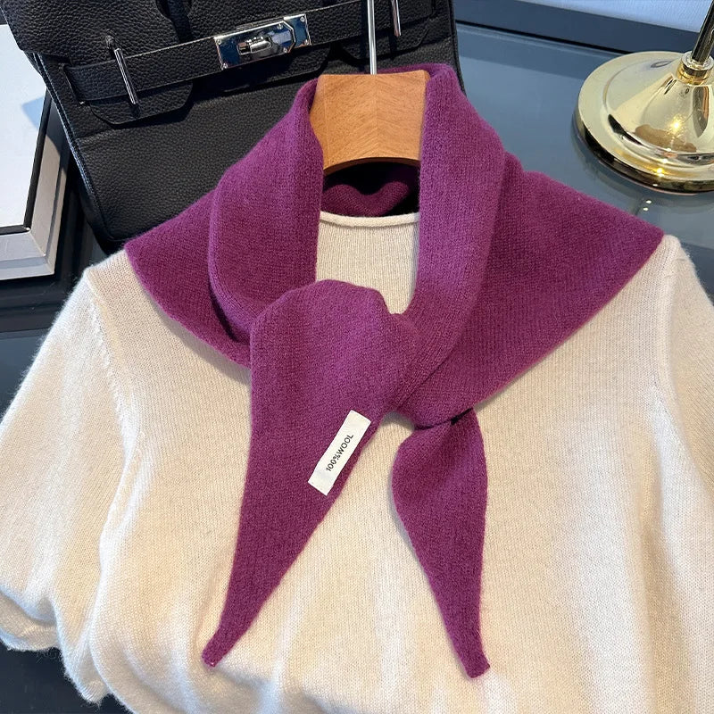 Soft Wool Triangle Scarf Women's Winter Wrap Shawl Solid Color Thick Knit Neck Warmer Cold Weather Pashmina for Daily Wear | Lonoma