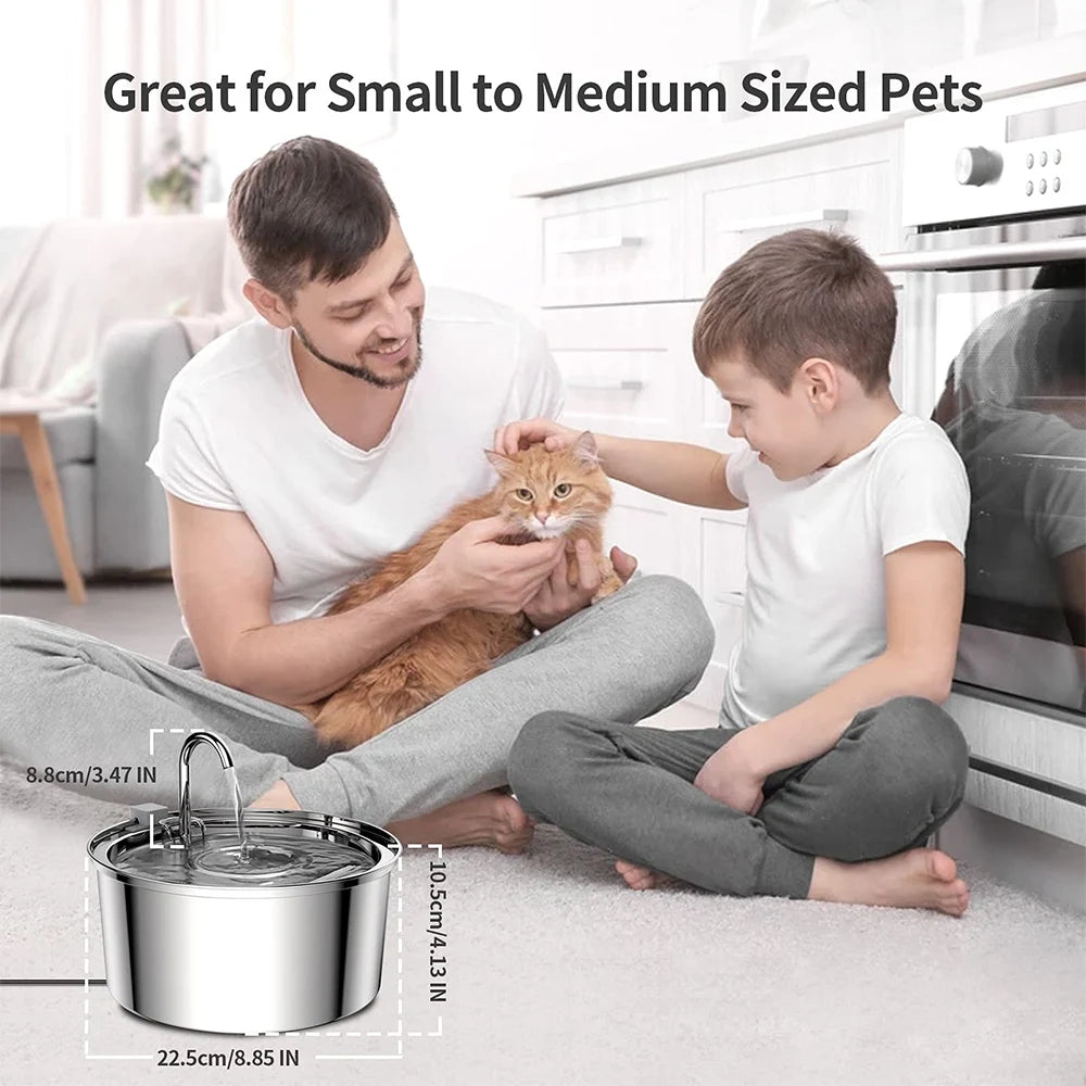 USB Pet Hydration Station Stainless Steel 3L Circulating Bowl for Cats and Dogs with Dual Filters Silent Pump for Multi-Pet Homes | Lonoma