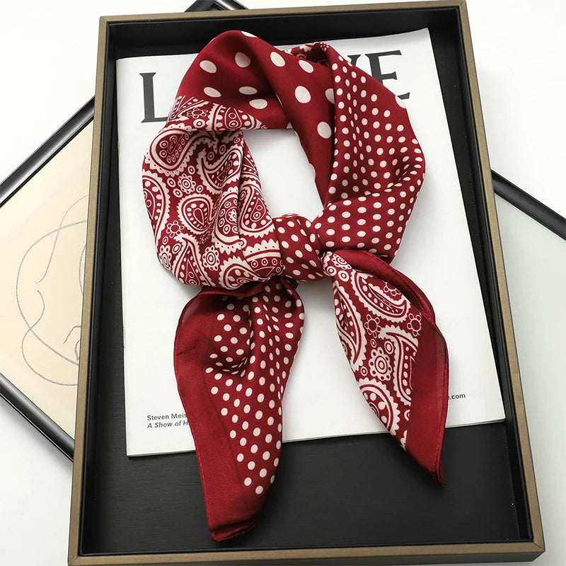 Printed Square Scarf 27.5 × 27.5 in Polyester Silk-Feel Headband Neck Wrap Hair Accessory for Women Spring Summer Fall Winter Versatile | Lonoma
