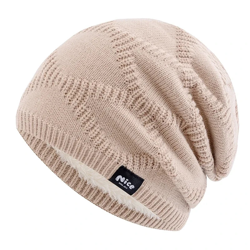 Textured Slouch Beanie Hat for Men and Women with Fleece Lining Cold Weather Winter Knit Cap Casual Daily Headwear | Lonoma