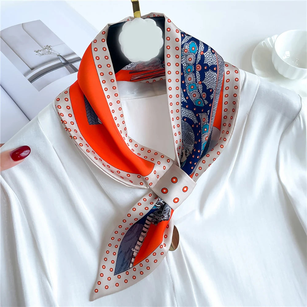 Silk-Feel Horse Print Skinny Scarf for Women Neck Wrap Hair Tie Wrist Accessory Satin Ribbon Bandana Fashion Neckerchief Lightweight | Lonoma