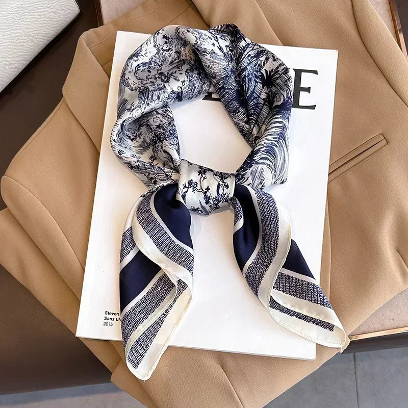 Square Silk Scarf for Women with Printed Design for Hair Neck or Handbag Accent Accessory | Lonoma
