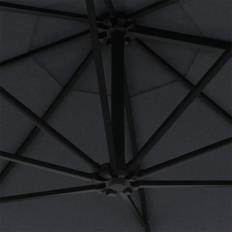 Wall-Mount Patio Umbrella 10 ft Charcoal Gray Half Canopy Metal Pole Crank Lift for Deck Balcony Outdoor Shade Space-Saving | Lonoma