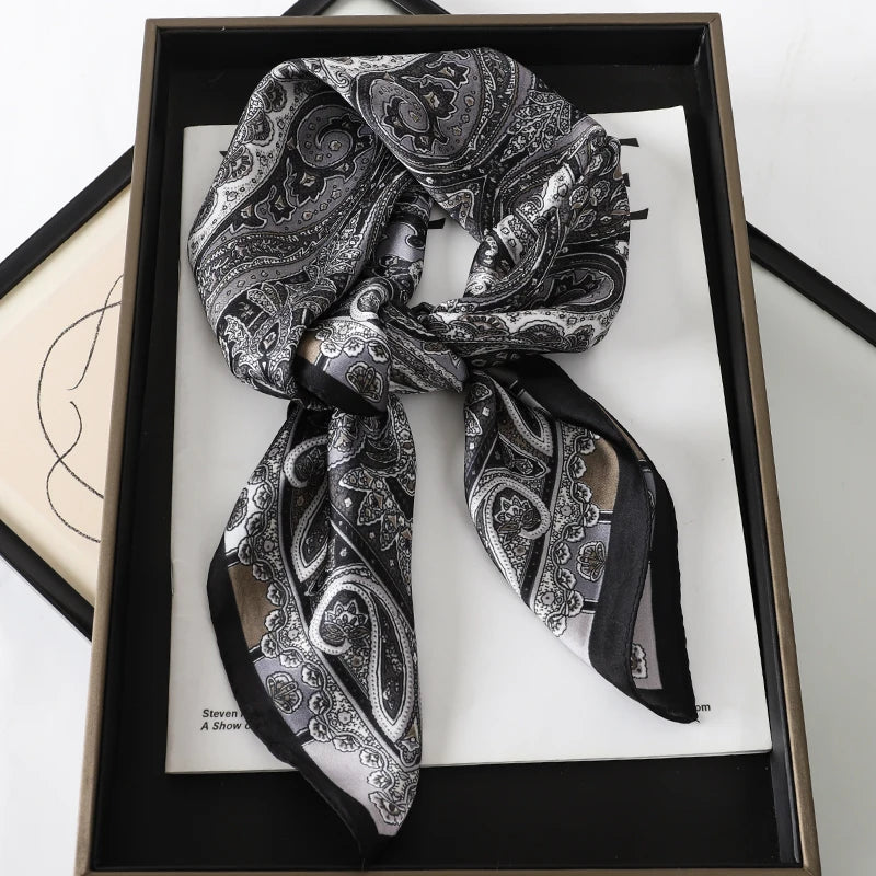 Printed Square Scarf 27.5 × 27.5 in Polyester Silk-Feel Headband Neck Wrap Hair Accessory for Women Spring Summer Fall Winter Versatile | Lonoma
