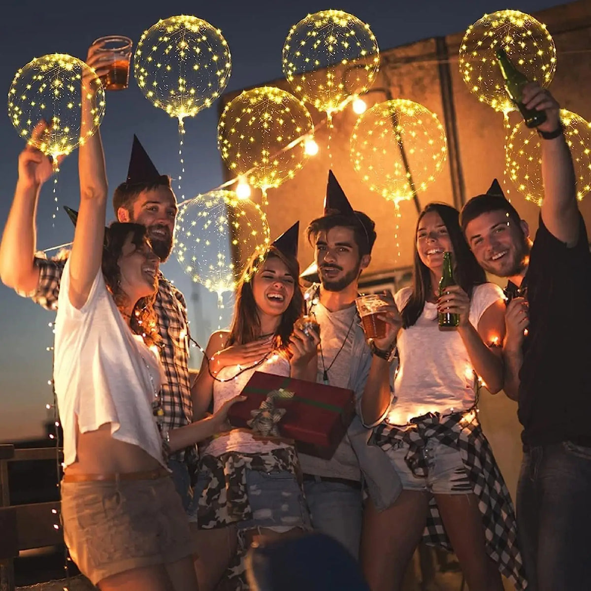Clear LED Balloons with Light Strand 20 Inch Transparent Party Balloons Warm White Glow for Weddings Birthdays Anniversaries Events Set of 5 | Lonoma