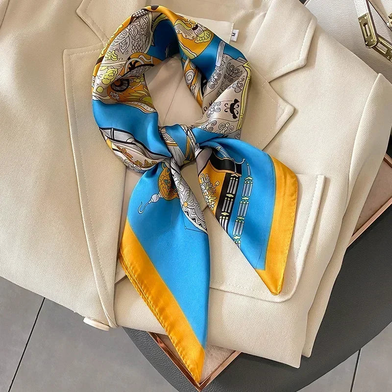 Square Silk Scarf for Women with Printed Design for Hair Neck or Handbag Accent Accessory | Lonoma