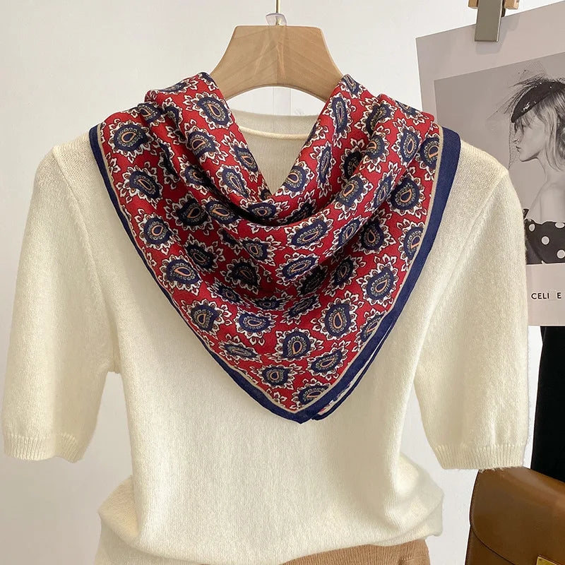 Cotton Square Scarf for Women Lightweight Printed Neckerchief Hair Wrap 27 Inches Bandana Versatile Headscarf Fashion Accessory | Lonoma