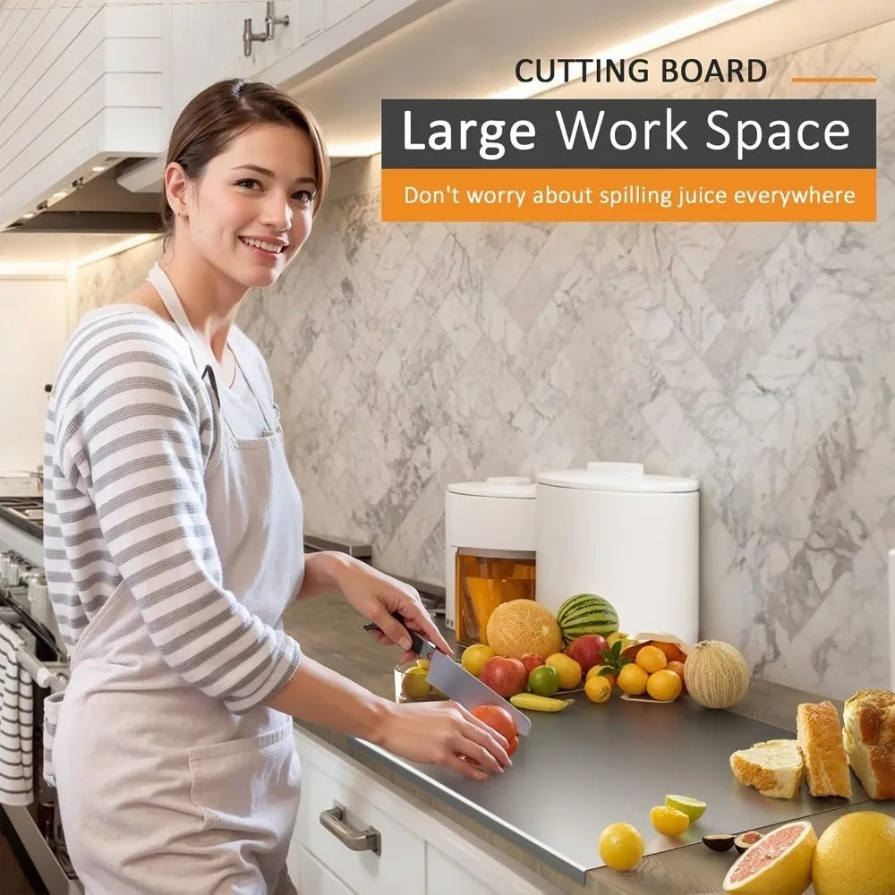Food-Safe Steel Prep Board with Non-Slip Grip for Meat Vegetables Baking Dough Rolling Kitchen Counter Surface | Lonoma